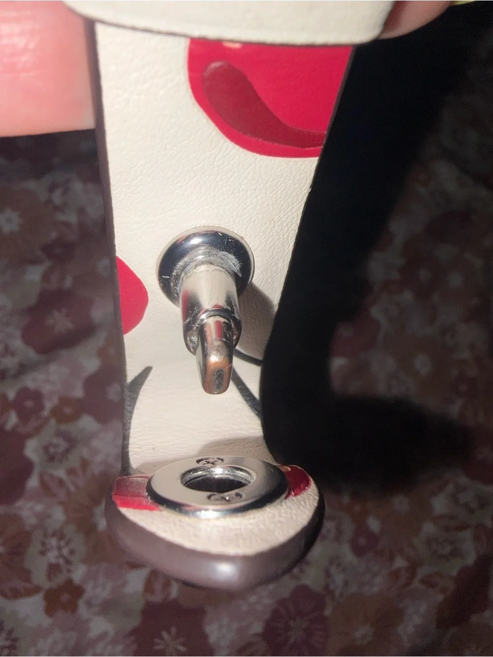 Coach Cream Leather Key holder or purse extender with Red Cherry Motif